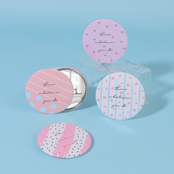 Зеркало карманное &laquo;Надписи&raquo;, d = 7 см, цвет МИКС