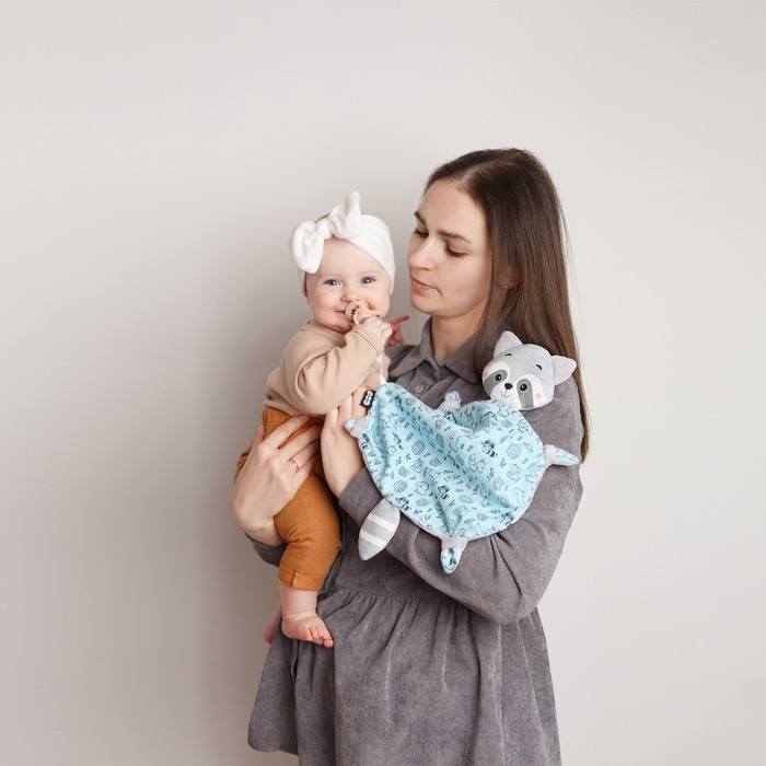 Комфортер - игрушка &laquo;Енотик&raquo; с держателем для соски, цвет серый, Мякиши