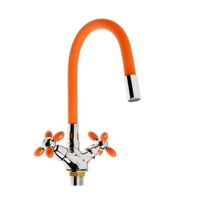 Смеситель для кухни Accoona A4882P-1, двухвентильный, с гибким изливом, оранжевый Смеситель для кухни Accoona A4882P-1, двухвентильный, с гибким изливом, оранжевый