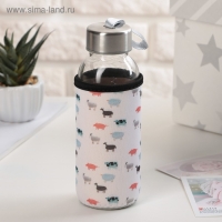 Бутылка для воды стеклянная в чехле &laquo;Абстракция&raquo;, 300 мл, h=17 см, цвет МИКС