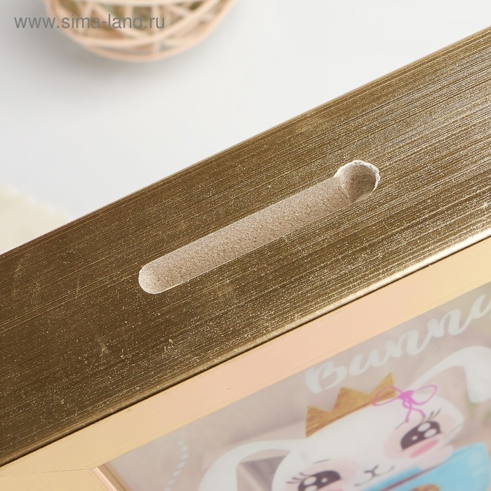 Копилка интерьерная пластик "Зайка в короне с кружечкой" 17х12х3,8 см