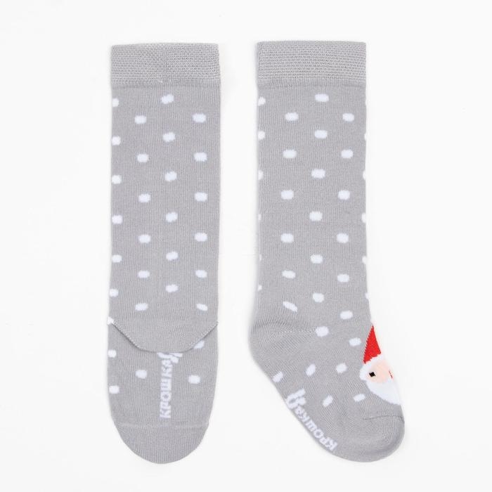 Новый год.Гольфы Крошка Я "Дед Мороз" 14-16 см, серый