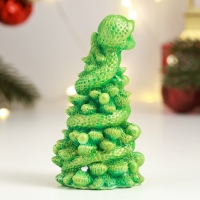 Новый год. Символ 2025. Фигура "Змея на елке" светло-зеленая, 10см