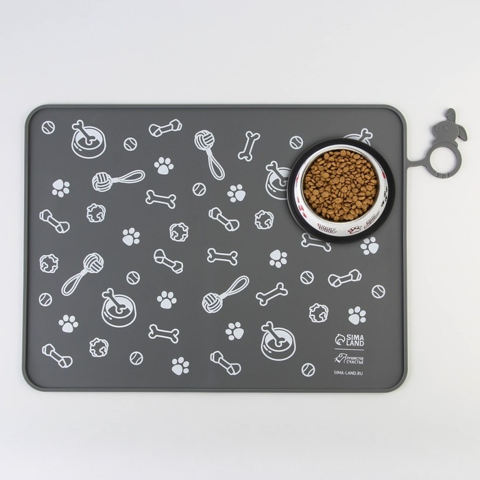 Коврик силиконовый под миску &laquo;Паттерн&raquo;, 30х40 см, серый