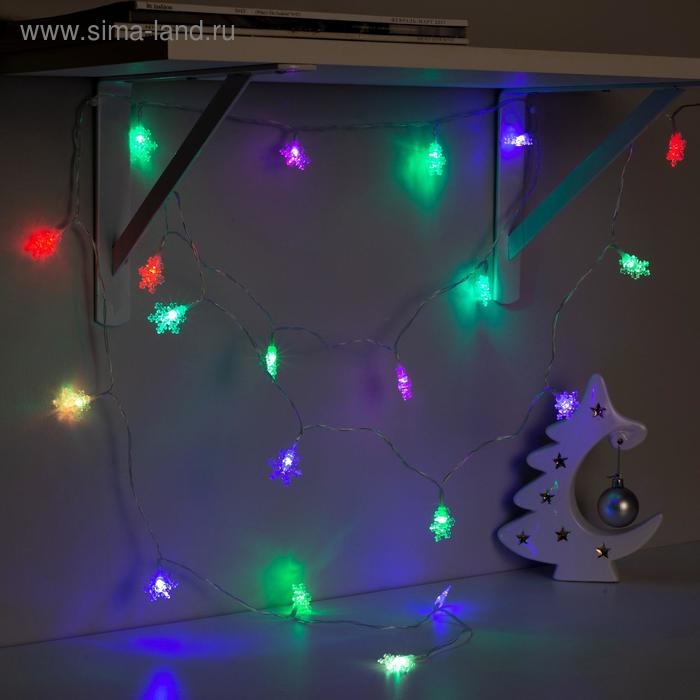 Гирлянда «Нить» 3 м с насадками «Снежинки малые», IP20, прозрачная нить, 20 LED, свечение мульти (RG/RB), мигание, USB Гирлянда «Нить» 3 м с насадками «Снежинки малые», IP20, прозрачная нить, 20 LED, свечение мульти (RG/RB), мигание, USB
