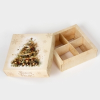 Новый год. Коробка под 4 конфеты, "Новогоднего Волшебства", 12,6 х 12,6 х 3,8 , кондитерская упаковка Новый год. Коробка под 4 конфеты, "Новогоднего Волшебства", 12,6 х 12,6 х 3,8 , кондитерская упаковка