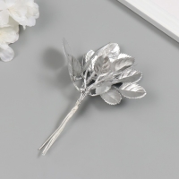 Искусственное растение для творчества "Круглые листья" 1 букет = 6 веточек серебро 13 см