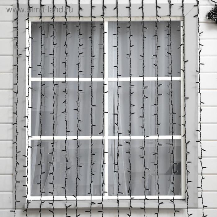 Гирлянда Гирлянда "Занавес" 2 х 6 м , IP65, УМС, тёмная нить каучук, 1000 LED, свечение тёплое белое, 220 В