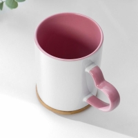 Кружка под сублимацию, с фигурной ручкой "Сердце" розовая внутри и ручка стандарт 320мл Кружка под сублимацию, с фигурной ручкой "Сердце" розовая внутри и ручка стандарт 320мл