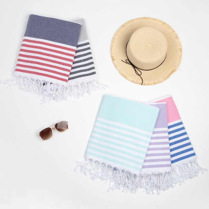 Пештемаль для пляжа, бани, сауны «Фортуна» 100х180 см, сиреневый Пештемаль для пляжа, бани, сауны «Фортуна» 100х180 см, сиреневый