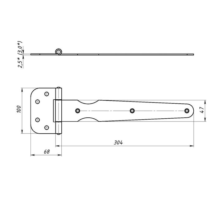 Петля-стрела ПС-290, 2 мм, без покрытия Петля-стрела ПС-290, 2 мм, без покрытия