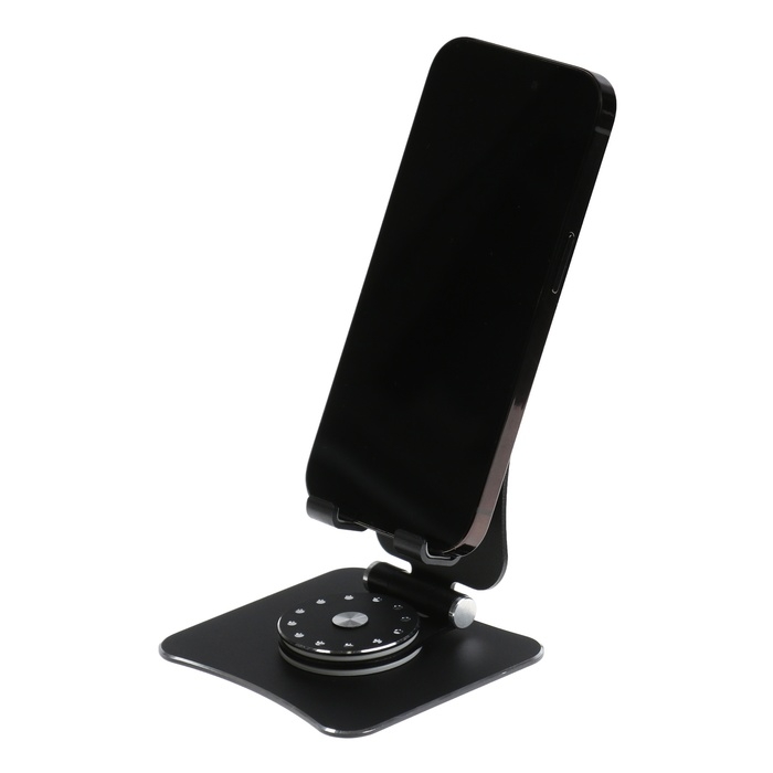 Подставка для телефона, регулируемая, складная, поворот на 360°, металл, чёрная Подставка для телефона, регулируемая, складная, поворот на 360°, металл, чёрная