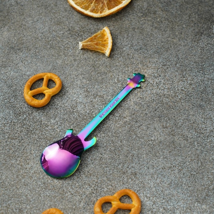 Ложка десертная из нержавеющей стали Magistro «Гитара», длина 12 см, цвет хамелеон Ложка десертная из нержавеющей стали Magistro «Гитара», длина 12 см, цвет хамелеон