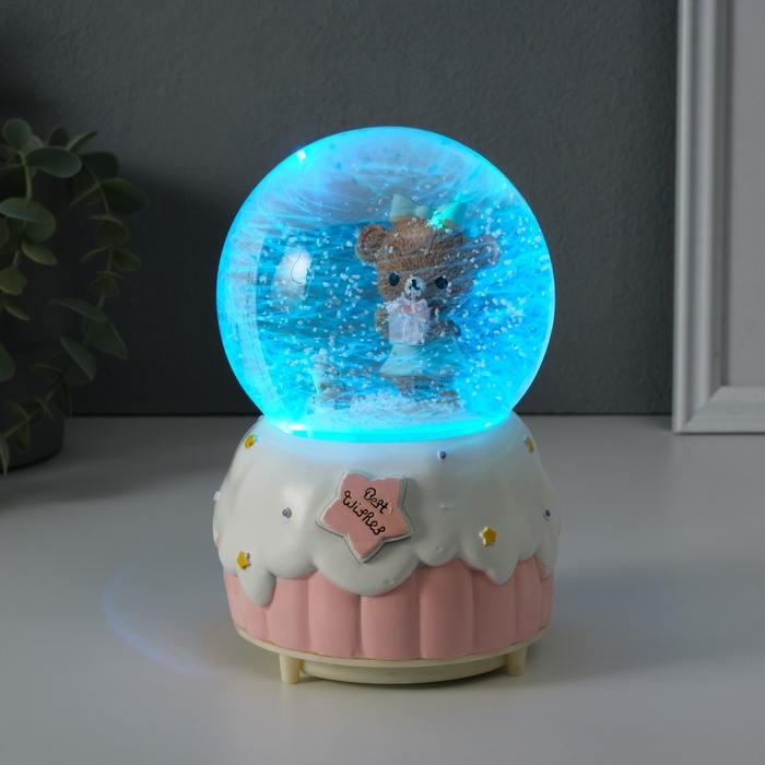 Сувенир полистоун водяной шар свет, музыка Сувенир полистоун водяной шар свет, музыка "Мишка и торт" МИКС 10,2х10,2х15,8 см