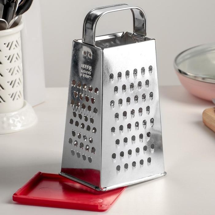 Тёрка с крышкой-дозатором и стороной для сыра, металлическая ручка, цвет МИКС Тёрка с крышкой-дозатором и стороной для сыра, металлическая ручка, цвет МИКС