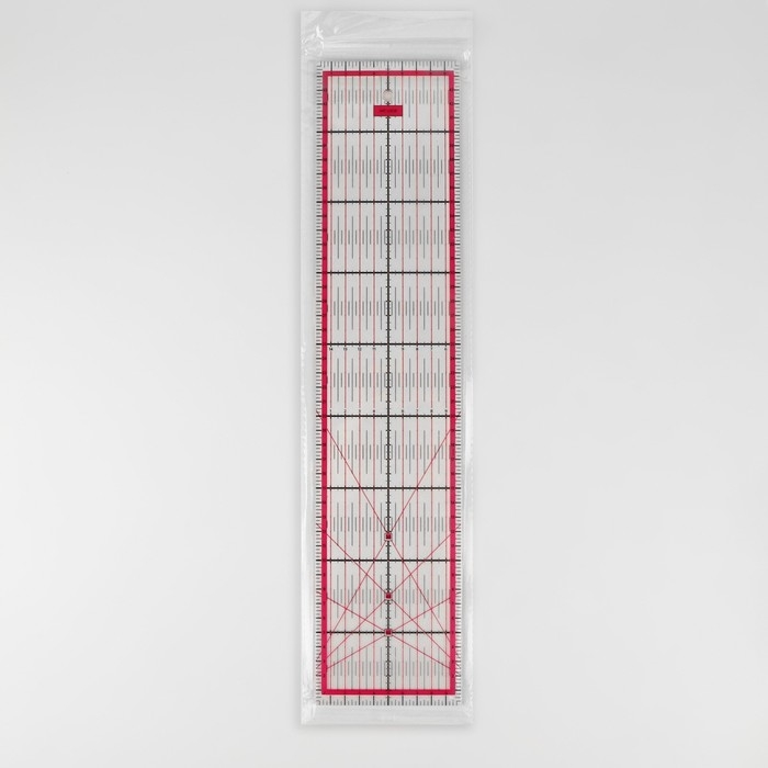 Линейка для квилтинга и пэчворка, 45 × 10 см, толщина 3 мм, цвет прозрачный/розовый Линейка для квилтинга и пэчворка, 45 × 10 см, толщина 3 мм, цвет прозрачный/розовый
