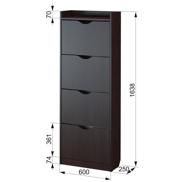 Обувница 64Б, 600х250х1620, Венге