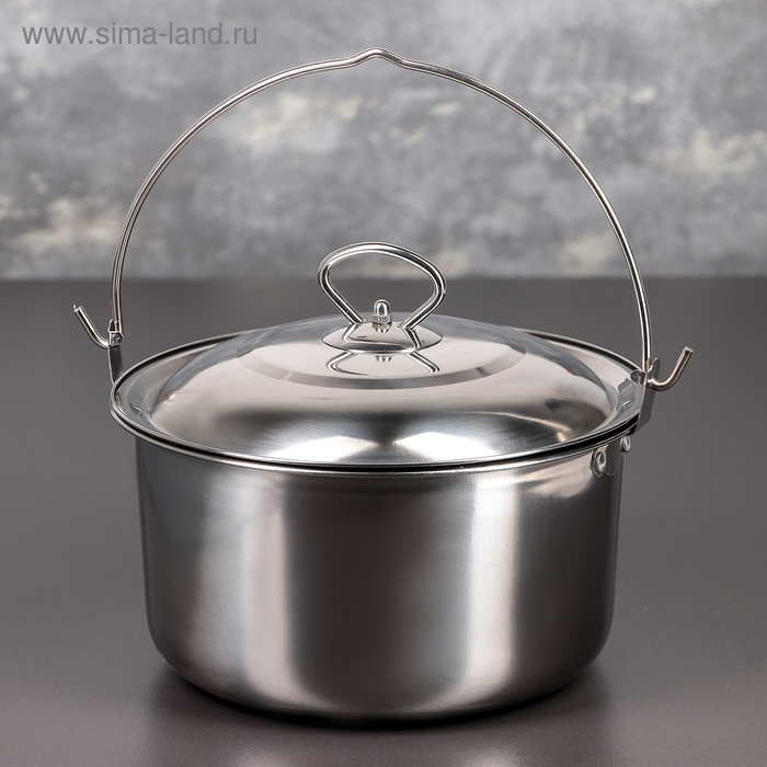 Котелок из нержавеющей стали &laquo;Походный&raquo;, высота без крышки 11 см, с крышкой 18 см, 3 л, d=22 см
