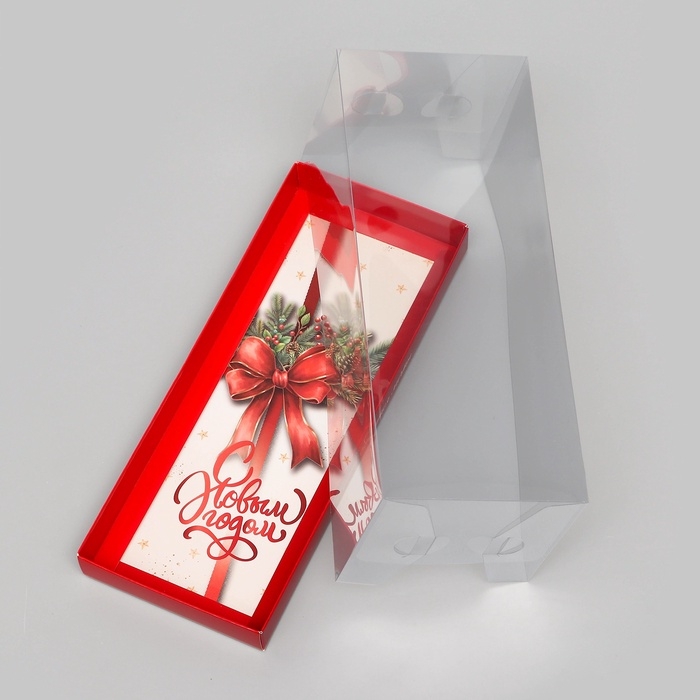 Коробка с прозрачной крышкой под рулет Коробка с прозрачной крышкой под рулет "С Новым годом", 30 х 12 х 12