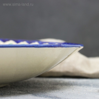 Ляган круглый Риштанская Керамика, 41см, сине-красный, мелкий орнамент Ляган круглый Риштанская Керамика, 41см, сине-красный, мелкий орнамент