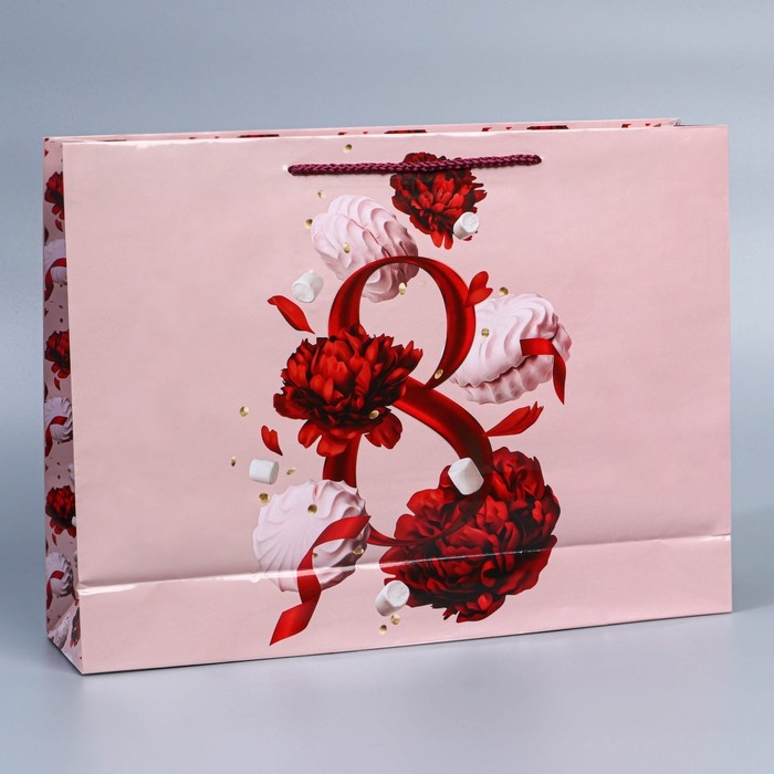 Пакет подарочный ламинированный горизонтальный, упаковка, &laquo;8 марта&raquo;, L 28 х 38 х 9 см