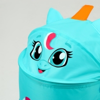 Корзина для хранения игрушек &laquo;Единорог&raquo; с ручками и крышкой, 55 х 33 х 33 см, голубая