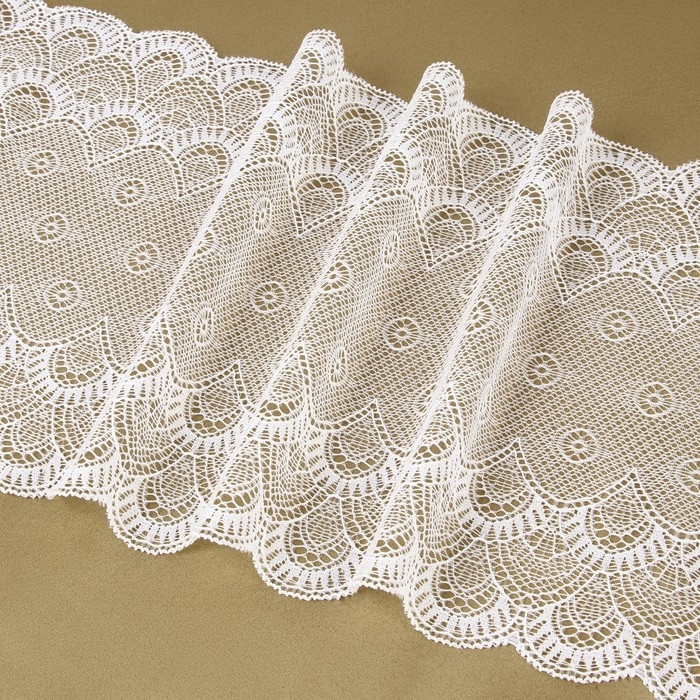 Кружевная эластичная ткань, 190 мм &times; 2,7 &plusmn; 0,5 м, цвет белый