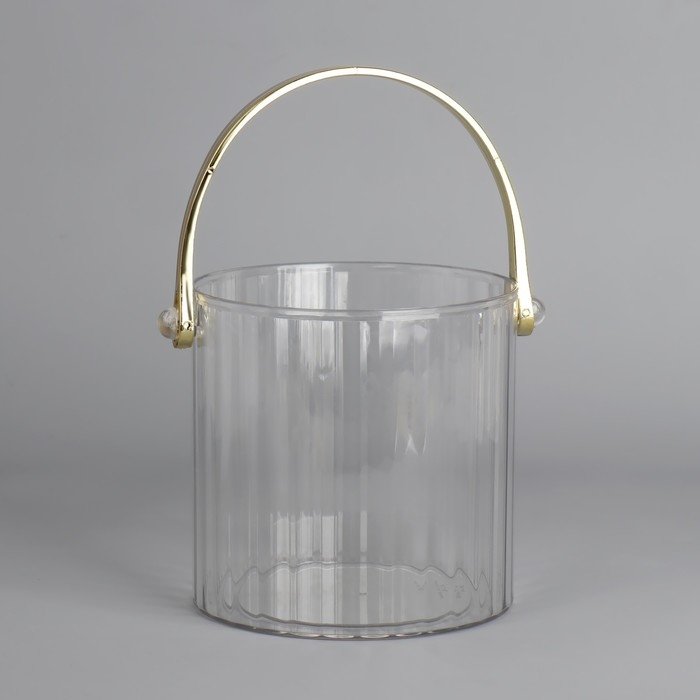 Органайзер для хранения косметических принадлежностей &laquo;CLEAN GOLD&raquo;, с ручкой, d = 12,5 &times; 12 см, цвет прозрачный/золотистый