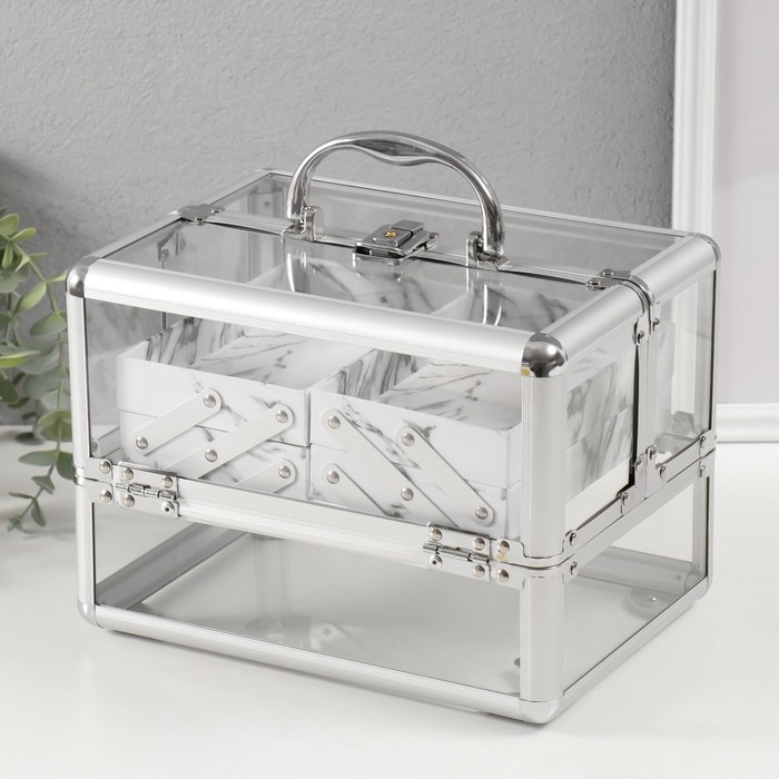 Шкатулка пластик металлокаркас Шкатулка пластик металлокаркас "Прозрачная" 18х25х18 см