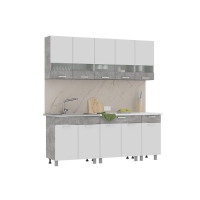 Кухонный гарнитур Денвер 2000, 2000х600х2160, Белый/Ателье светлое Кухонный гарнитур Денвер 2000, 2000х600х2160, Белый/Ателье светлое