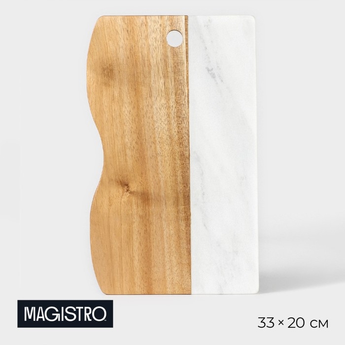 Доска для подачи Magistro Forest dream, 33×20 см, акация, мрамор Доска для подачи Magistro Forest dream, 33×20 см, акация, мрамор