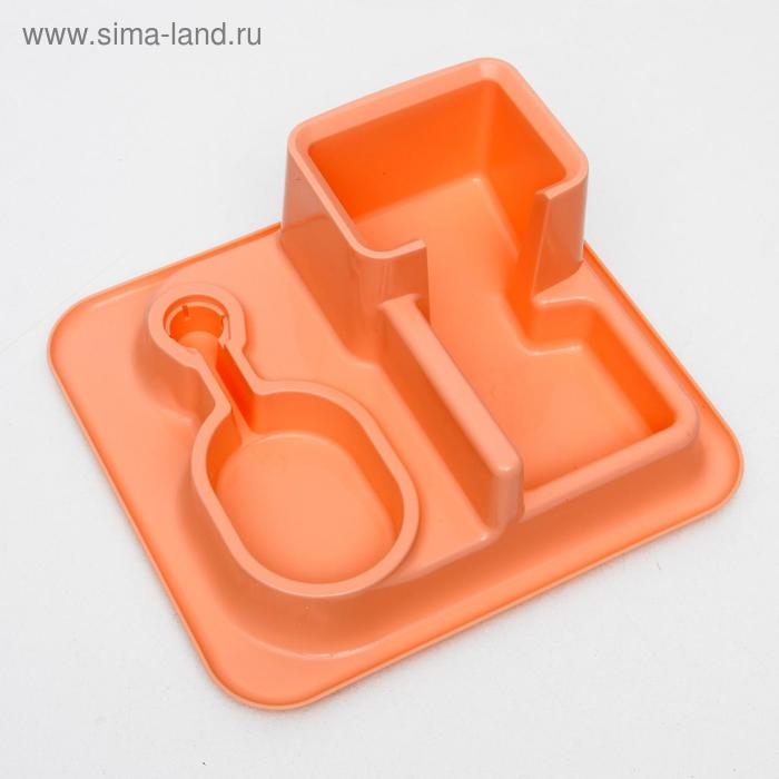 Комплекс: контейнер для корма 38х22х34 см (1,5 кг), съемная миска и поилка, персиковый Комплекс: контейнер для корма 38х22х34 см (1,5 кг), съемная миска и поилка, персиковый