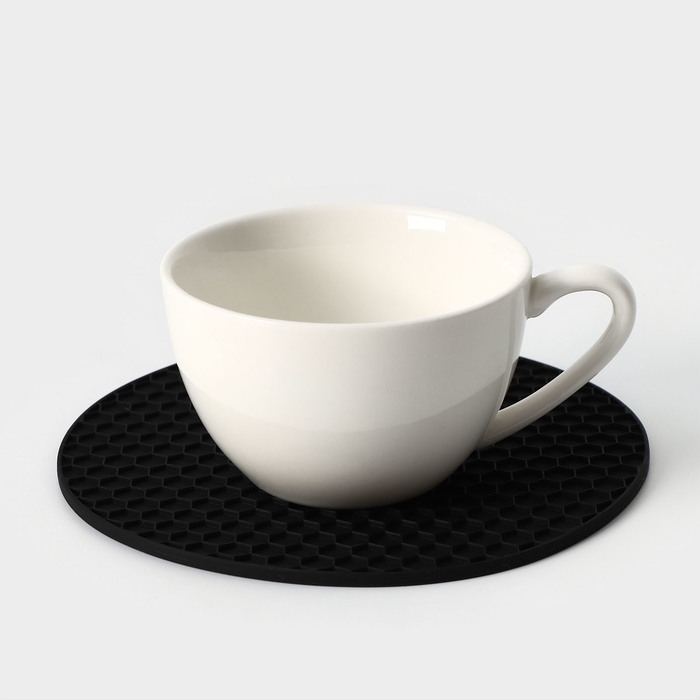 Коврик - подставка под горячее силиконовый, d=140 мм, толщина=3.5 мм, цвет черный Коврик - подставка под горячее силиконовый, d=140 мм, толщина=3.5 мм, цвет черный