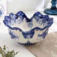 Салатник "Бабочка", 0,5 л, 8х16 см, гжель, фарфор Салатник "Бабочка", 0,5 л, 8х16 см, гжель, фарфор