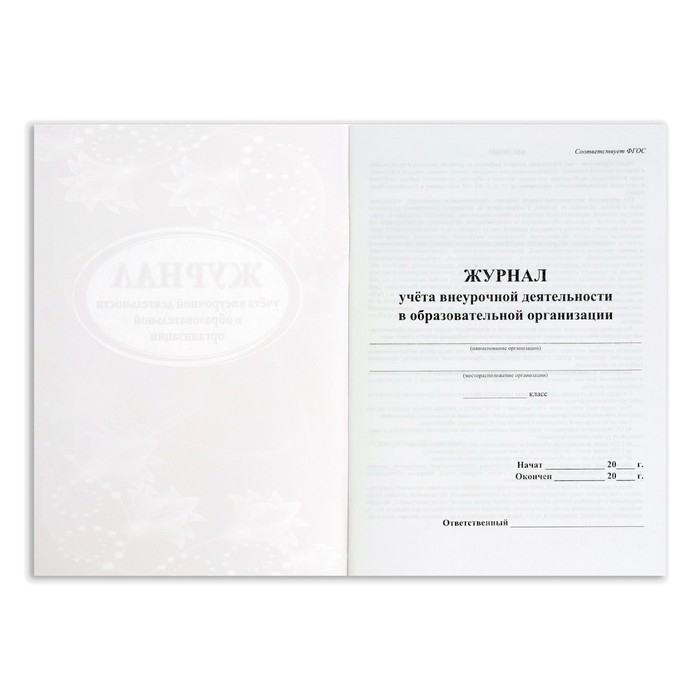 Журнал учета внеурочной деятельности в образовательной организации А4, 32 листа