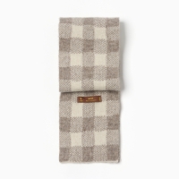 Шарф из монгольской шерсти Бежево-серый "Шахматы" , цвет молочный/серый Шарф из монгольской шерсти Бежево-серый "Шахматы" , цвет молочный/серый