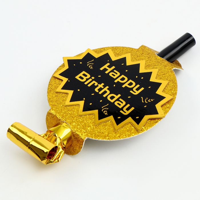 Карнавальный язычок «С днём рождения», набор 5 шт., цвет золотой Карнавальный язычок «С днём рождения», набор 5 шт., цвет золотой