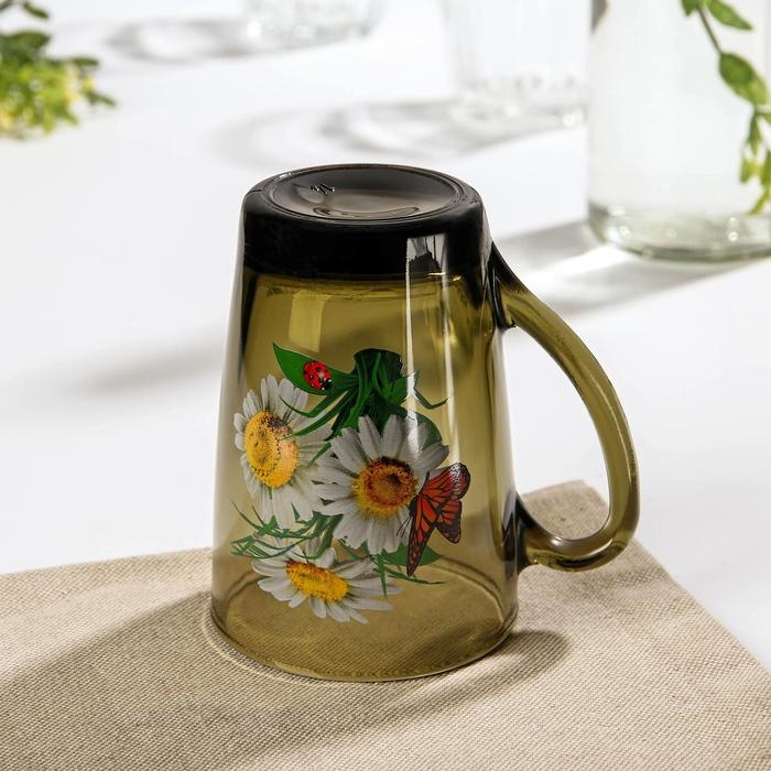 Кружка стеклянная «Букеты», 300 мл, цвет МИКС Кружка стеклянная «Букеты», 300 мл, цвет МИКС