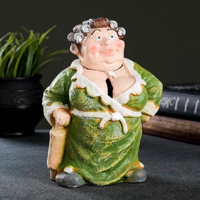Копилка "Теща" в зеленом халате, 12х9х7см
