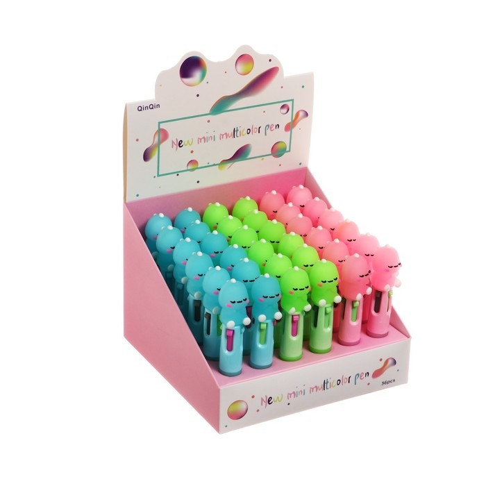 Ручка шариковая автоматическая 4-х цветная, мини, Ручка шариковая автоматическая 4-х цветная, мини, "Дракон", МИКС