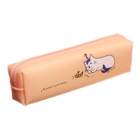 Пенал школьный "Кот", на молнии, силиконовый, бежевый Пенал школьный "Кот", на молнии, силиконовый, бежевый