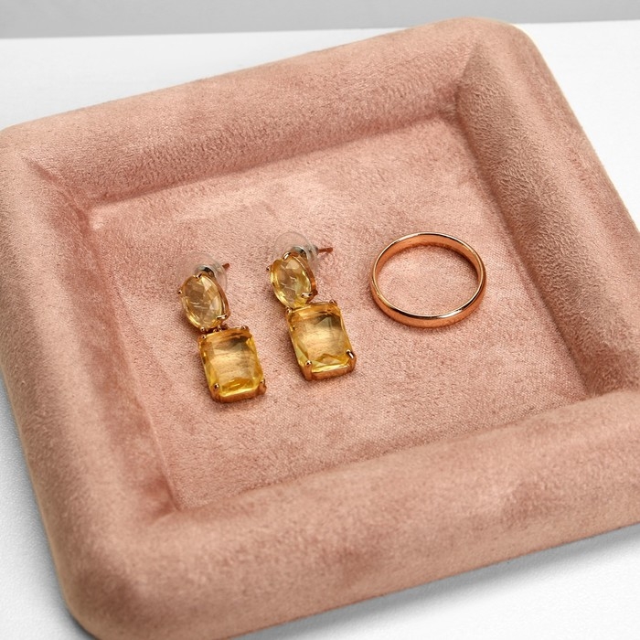 Подставка для украшений универсальная без вставок &laquo;Плюш&raquo;, флок, 12&times;12&times;1,8 см, цвет розовый