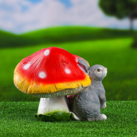 Садовая фигура "Мухомор с зайчиком" 20х23см Садовая фигура "Мухомор с зайчиком" 20х23см