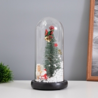 Светильник колба &laquo;Дед мороз и пряничный домик&raquo; 1,5Вт, LED, 3xAAA, черный USB 11х11х21см