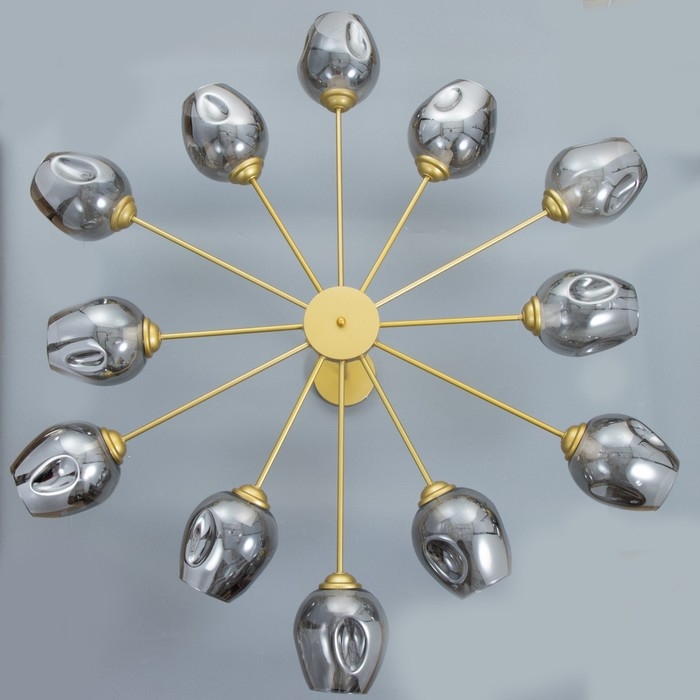 Люстра "Мурано" 12хЕ27 60Вт золото дымчатый 105х105х35см BayerLux