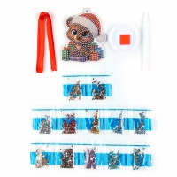 Алмазная мозаика на новый год на подвеске «Мишка с подарками», 9 х 11 см, новогодний набор для творчества Алмазная мозаика на новый год на подвеске «Мишка с подарками», 9 х 11 см, новогодний набор для творчества