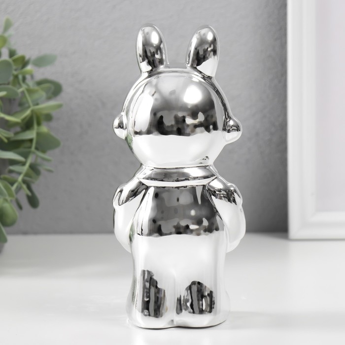 Сувенир керамика Сувенир керамика "Зайка-космонавт" серебро 8х6х17 см