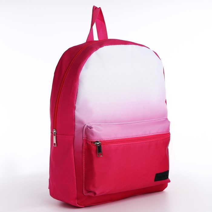 Рюкзак школьный текстильный с белым градиентом, 38х29х11 см, цвет розовый, отдел на молнии
