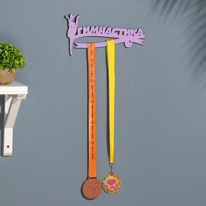Медальница Медальница "Гимнастика" сиреневый цвет, 28х12 см