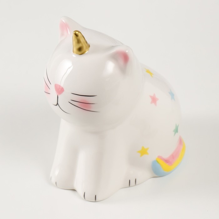 Копилка керамика "Котик-единорог" 13х10х16 см